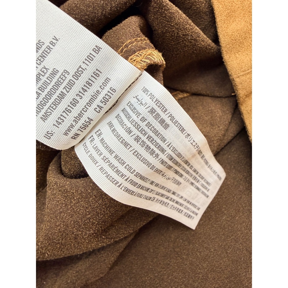 Abercrombie & Fitch Brown Faux Suede Button Front A-Line Mini Skirt Size M - Picture 6 of 7